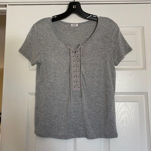 Grey Lace-up T-Shirt
